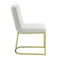 24 Inch Side Dining Chair Set of 2 Soft Off White Velvet Gold Metal Base By Casagear Home BM312411