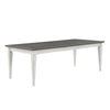 Kate 72-90 Inch Dining Table, Gray Extendable Rectangular Top, White Wood By Casagear Home