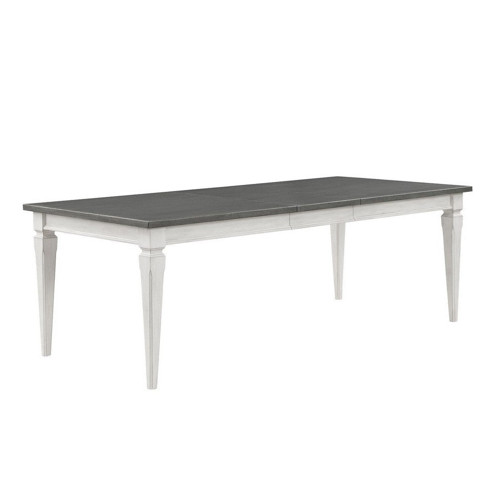 Kate 72-90 Inch Dining Table Gray Extendable Rectangular Top White Wood By Casagear Home BM312414