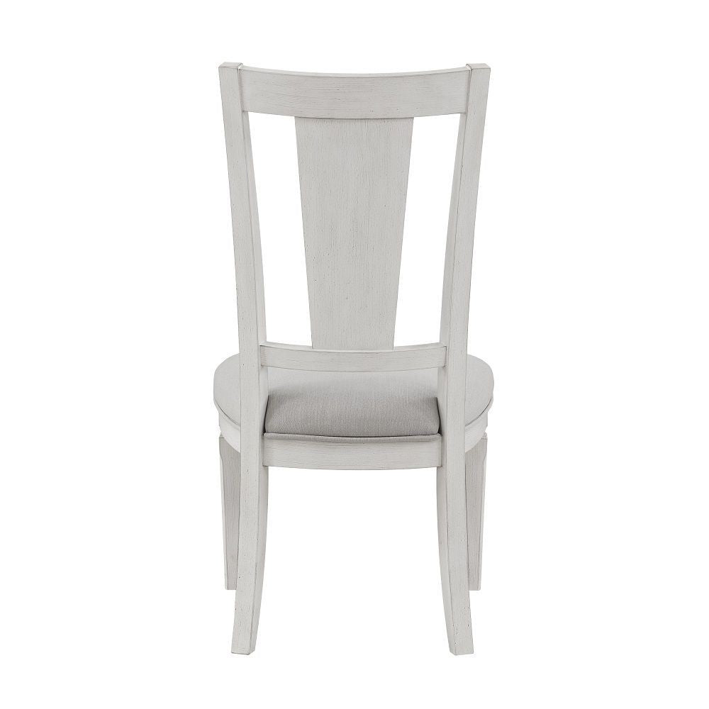 Kate 24 Inch Side Dining Chair Set of 2 Light Gray Linen White Wood Frame By Casagear Home BM312415