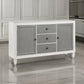 Kate 70 Inch Sideboard Server Console, 3 Drawers, 2 Cabinets, Gray, White By Casagear Home