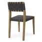 22 Inch Dining Side Chair Set of 2 Woven Black Polyester Brown Oak Wood By Casagear Home BM312423