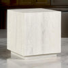 Cecil 22 Inch Side End Table Square Oak Veneer Plinth Base White Wash By Casagear Home BM312429