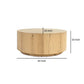 Cecil 42 Inch Coffee Table Round Oak Veneer Plinth Base Light Brown By Casagear Home BM312431