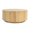 Cecil 42 Inch Coffee Table, Round Oak Veneer, Plinth Base, Light Brown By Casagear Home