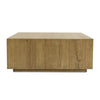 Cecil 42 Inch Coffee Table Square Oak Veneer Plinth Base Warm Brown By Casagear Home BM312433