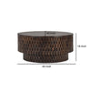 Cetril 40 Inch Round Coffee Table Platform Plinth Base Brown Mango Wood By Casagear Home BM312437