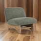 34 Inch Accent Chair, Armless, Green Polyester, Foam Cushioning, Rubberwood By Casagear Home