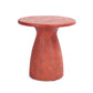 Kole 16 Inch Outdoor Accent Side Table Concrete Round Top and Base Red By Casagear Home BM312451