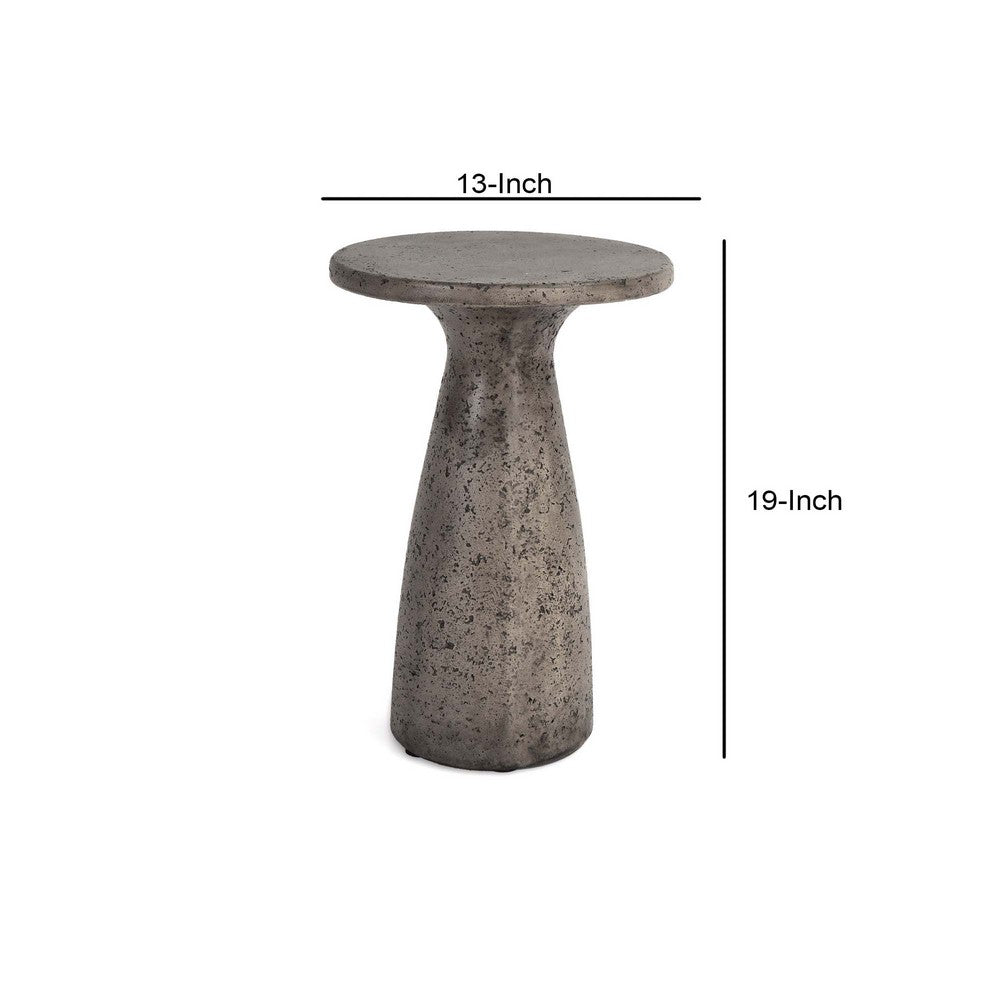 Kole 19 Inch Outdoor Accent Side Table Concrete Round Top Dark Gray By Casagear Home BM312453