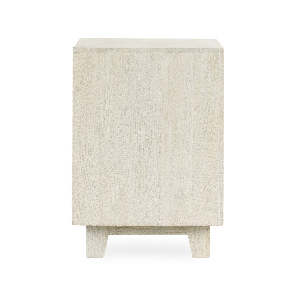 Folia 27 Inch Nightstand Square Mango Wood 1 Drawer Shelf Sand Beige By Casagear Home BM312456