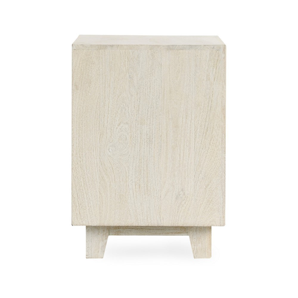 Folia 28 Inch Nightstand Square Mango Wood 2 Drawer Shelf Sand Beige By Casagear Home BM312457