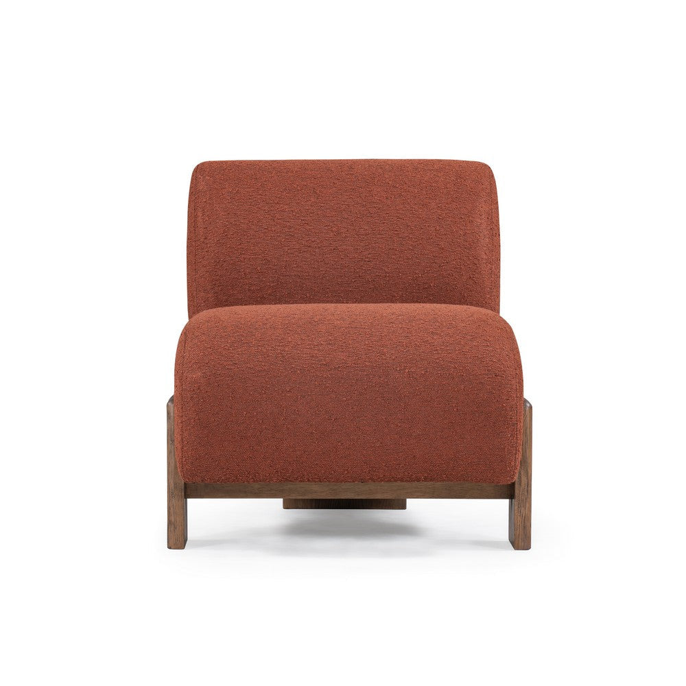 Soha 34 Inch Accent Chair Polyester Upholstery in Rust Red Brown Ash Wood By Casagear Home BM312458