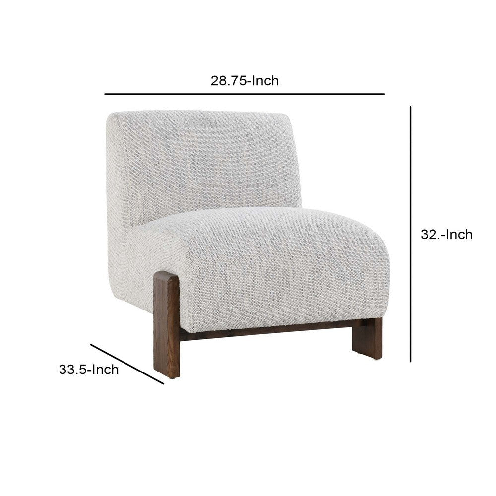 Soha 34 Inch Accent Chair Polyester Upholstery in Ivory Brown Ash Wood By Casagear Home BM312459