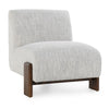 Soha 34 Inch Accent Chair Polyester Upholstery in Ivory Brown Ash Wood By Casagear Home BM312459