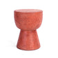 19 Inch Concrete Outdoor Accent Table Round Top Tapered Plinth Base Red By Casagear Home BM312468