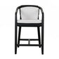 25 Inch Outdoor Counter Stool Chair Gray Woven Olefin Fabric Black Teak By Casagear Home BM312470