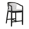 25 Inch Outdoor Counter Stool Chair Gray Woven Olefin Fabric Black Teak By Casagear Home BM312470