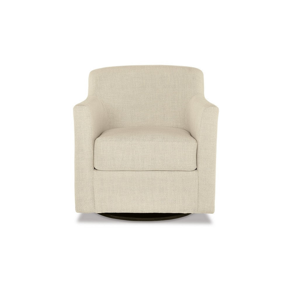 Leena 35 Inch Swivel Accent Chair Soft Beige Linen Polyester Reversible By Casagear Home BM312474