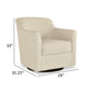 Leena 35 Inch Swivel Accent Chair Soft Beige Linen Polyester Reversible By Casagear Home BM312474