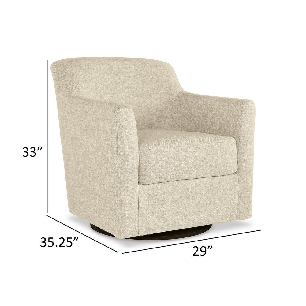 Leena 35 Inch Swivel Accent Chair Soft Beige Linen Polyester Reversible By Casagear Home BM312474