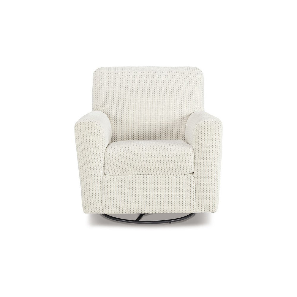 Layla 38 Inch Swivel Accent Chair Soft Ivory Linen Polyester Reversible By Casagear Home BM312475