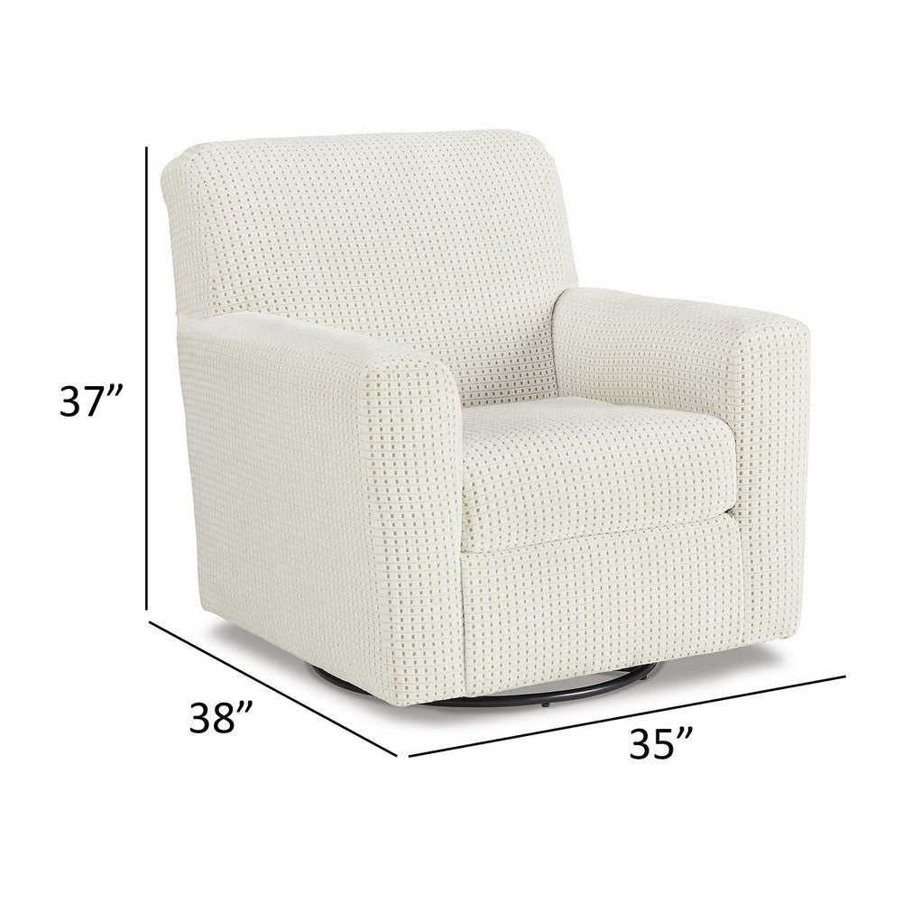 Layla 38 Inch Swivel Accent Chair Soft Ivory Linen Polyester Reversible By Casagear Home BM312475