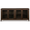 80 Inch Sideboard Accent Cabinet 4 Glass Doors 2 Shelves Dark Brown By Casagear Home BM312476