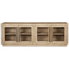 80 Inch Sideboard Accent Cabinet 4 Glass Doors 2 Shelves Washed Brown By Casagear Home BM312477