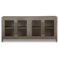 80 Inch Sideboard Accent Cabinet 4 Glass Doors 2 Shelves Warm Gray By Casagear Home BM312478