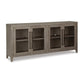 80 Inch Sideboard Accent Cabinet 4 Glass Doors 2 Shelves Warm Gray By Casagear Home BM312478