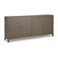 80 Inch Sideboard Accent Cabinet 4 Glass Doors 2 Shelves Warm Gray By Casagear Home BM312478