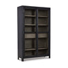 Liam 76 Inch Tall Accent Cabinet, Glass Doors, Drawer, Gray Black Wood By Casagear Home