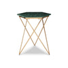 24 Inch Accent End Table Green Hexagon Marble Top Gold Metal Base By Casagear Home BM312481