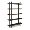 Franz 78 Inch Bookcase 5 Display Shelves Black Metal Bracket Brown Wood By Casagear Home BM312482