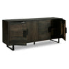 Franz 64 Inch Sideboard Accent Cabinet 4 Doors Mango Wood Black Base By Casagear Home BM312483