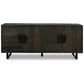 Franz 64 Inch Sideboard Accent Cabinet 4 Doors Mango Wood Black Base By Casagear Home BM312483