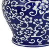 18 Inch Temple Jar Blue Floral Print with Removable Lid White Gold By Casagear Home BM312484