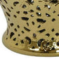 24 Inch Decorative Temple Jar Pierced Details Dome Lid Gold Ceramic By Casagear Home BM312504