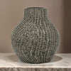 20 Inch Accent Vase with Mesh Like Design Round Gray Ceramic Finish By Casagear Home BM312528