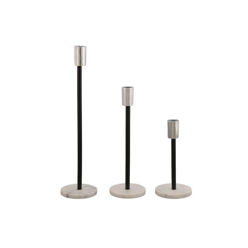 Ricco Tabletop Accent Decoration Set of 3 Black Elegant Silver Metal By Casagear Home BM312538