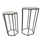 Set of 2 Plant Stand Tables Modern Hexagon Shape White Marble Top Black By Casagear Home BM312572