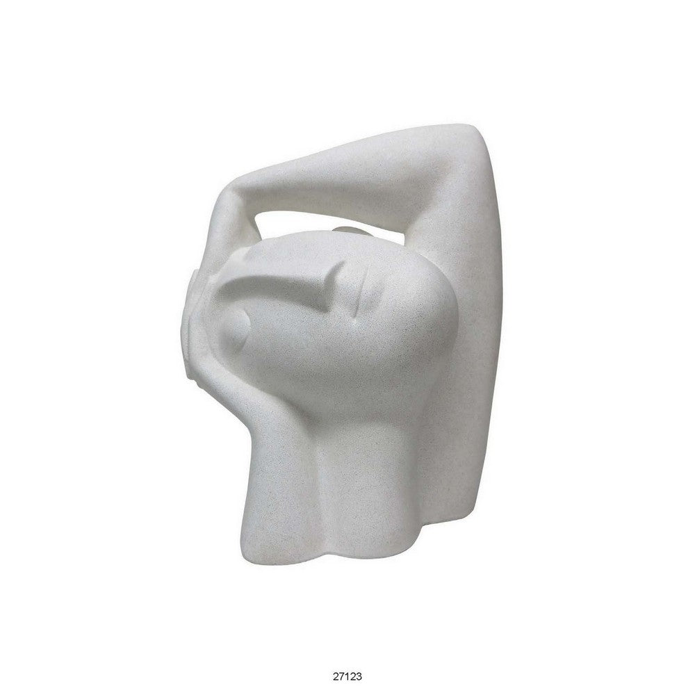 16 Inch Head Figurine Statuette Contemporary Style White Resin Finish By Casagear Home BM312576