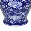 Sen 18 Inch Ceramic Temple Jar with Lid Blue and White Flower Design By Casagear Home BM312580