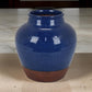 Venny 12 Inch Ceramic Flower Vase, Two Tone Antique Blue and Brown Finish By Casagear Home