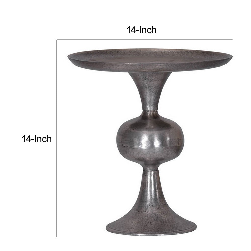 Ria 14 Inch Cake Stand Solid Round Top Pedestal Base Silver Aluminum By Casagear Home BM312609