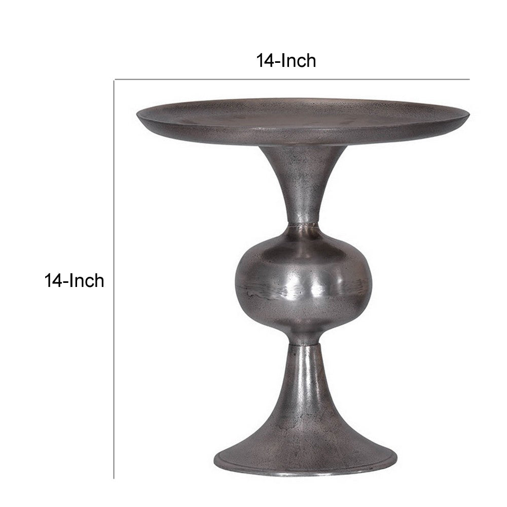 Ria 14 Inch Cake Stand Solid Round Top Pedestal Base Silver Aluminum By Casagear Home BM312609