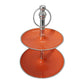 Lio 12 Inch 2 Tier Serving Tray Orange Round Plate Silver Aluminum Finish By Casagear Home BM312610