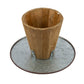 11 15 Inch Set of 2 Serving Cake Stands Brown Fir Wood and Gray Metal By Casagear Home BM312612