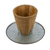 11 15 Inch Set of 2 Serving Cake Stands Brown Fir Wood and Gray Metal By Casagear Home BM312612